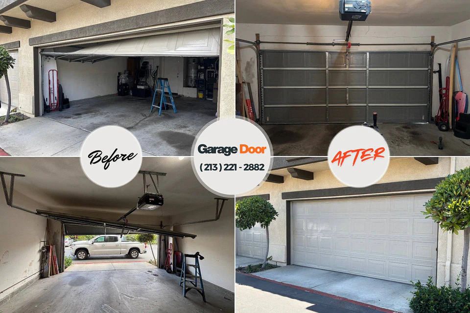 Before and after: garage door repair Lake Dunlap, TX
